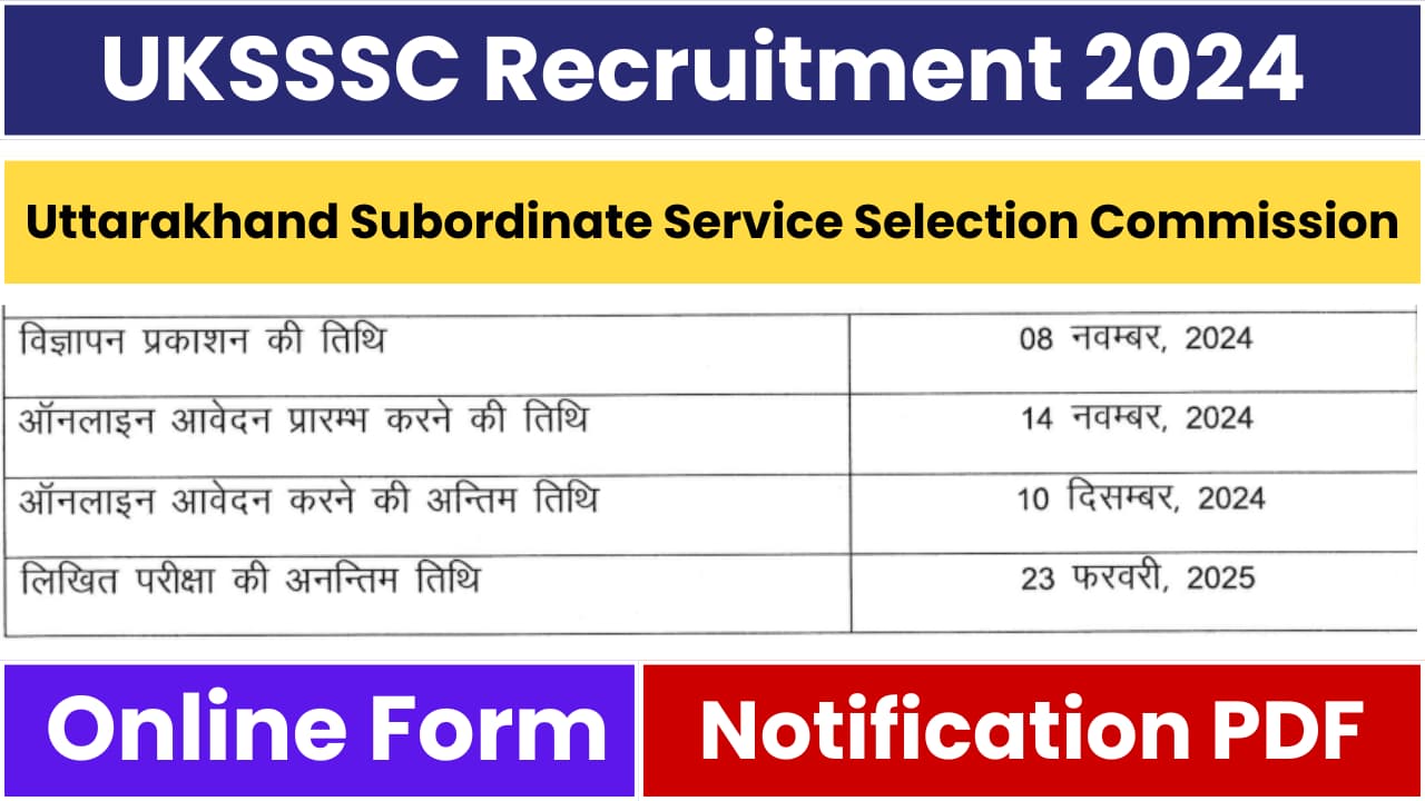 UKSSSC Assistant Teacher Recruitment 2024
