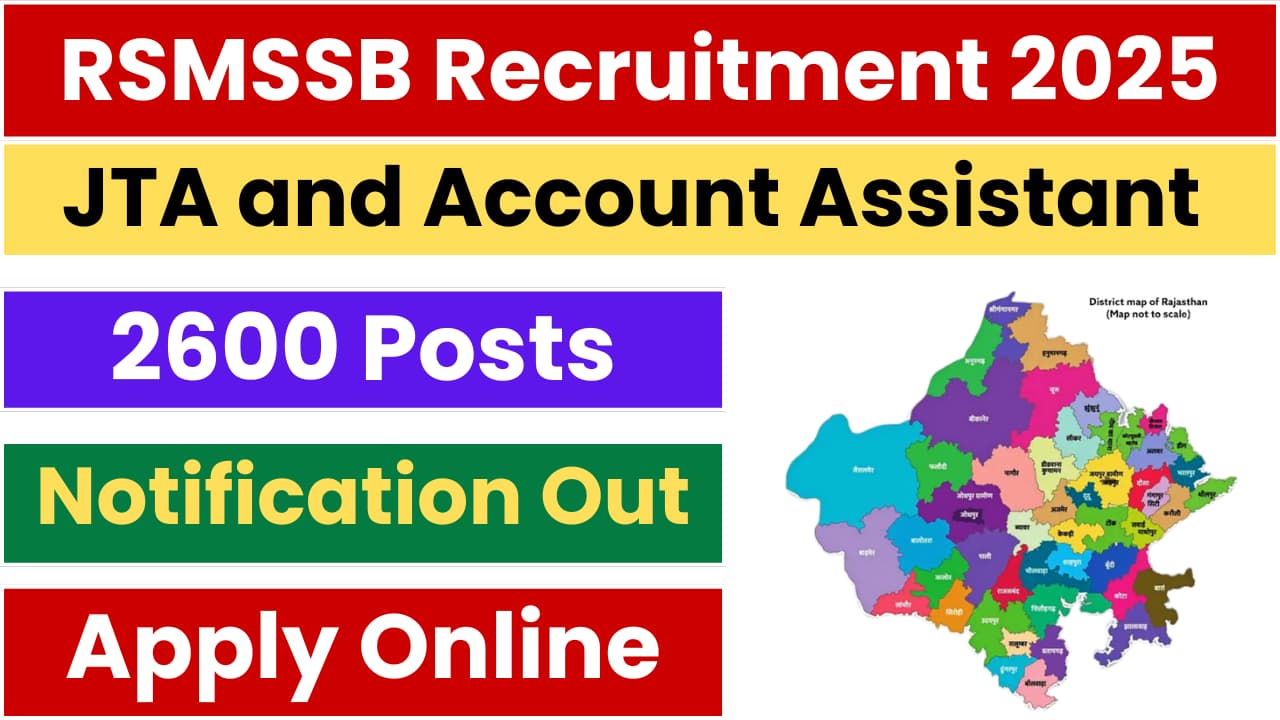RSMSSB JTA and Account Assistant Recruitment 2025