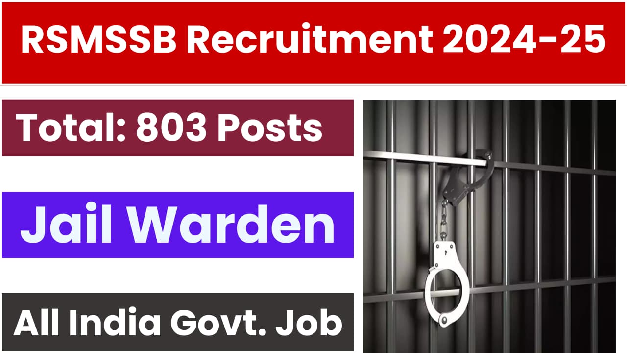 RSMSSB Jail Warden Recruitment 2024-25