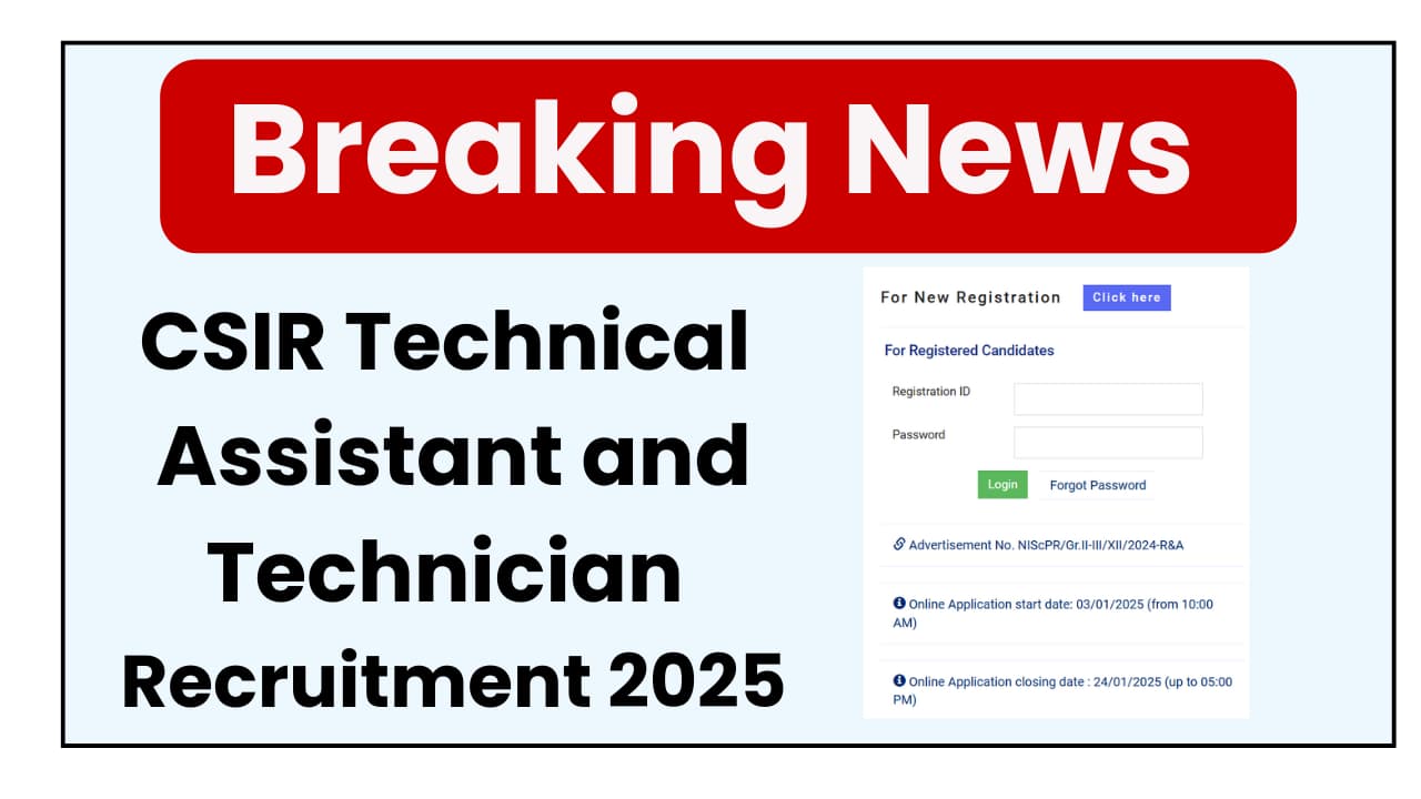 CSIR Technical Assistant and Technician Recruitment 2025