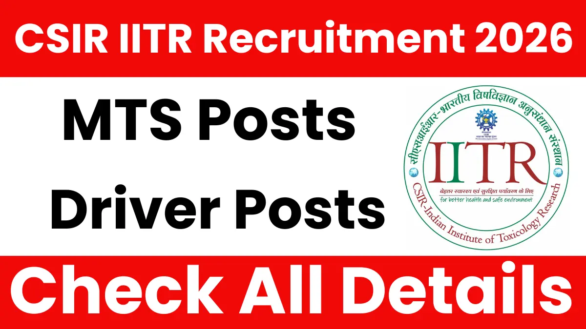CSIR IITR MTS & Driver Recruitment 2026