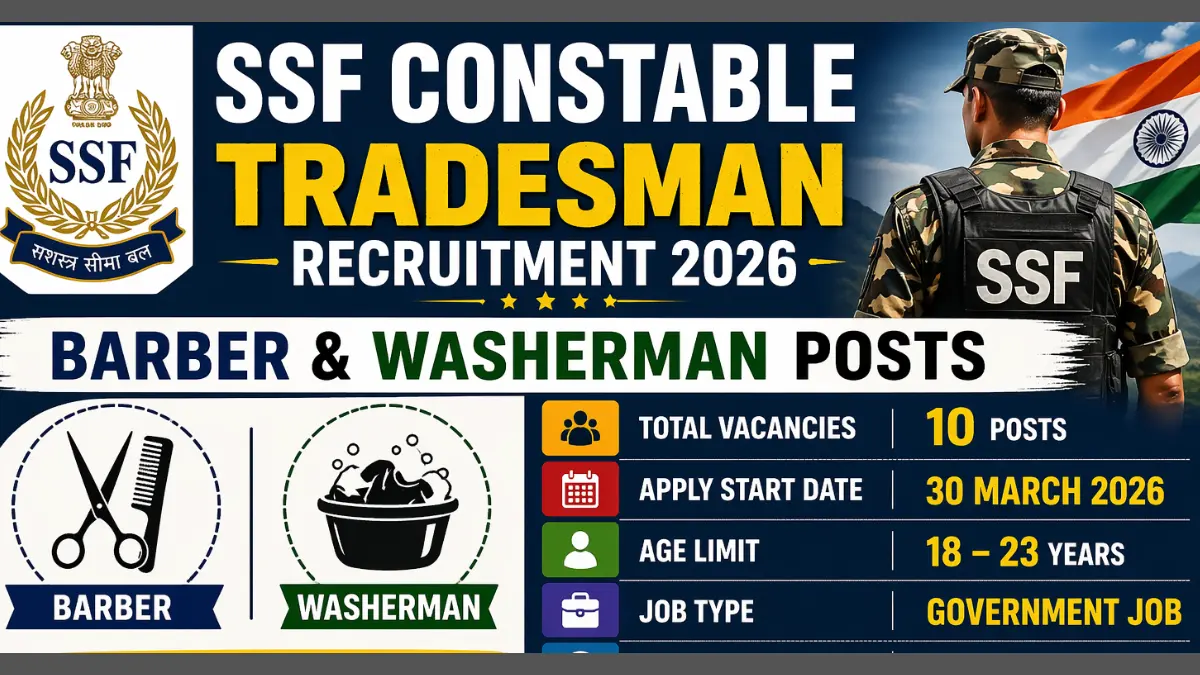 SSF Constable Tradesman Recruitment 2026: Apply Online for Barber ...