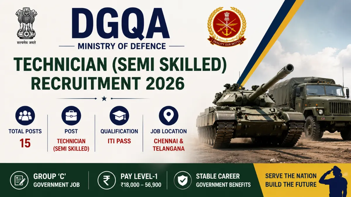 DGQA Technician (Semi Skilled) Recruitment 2026