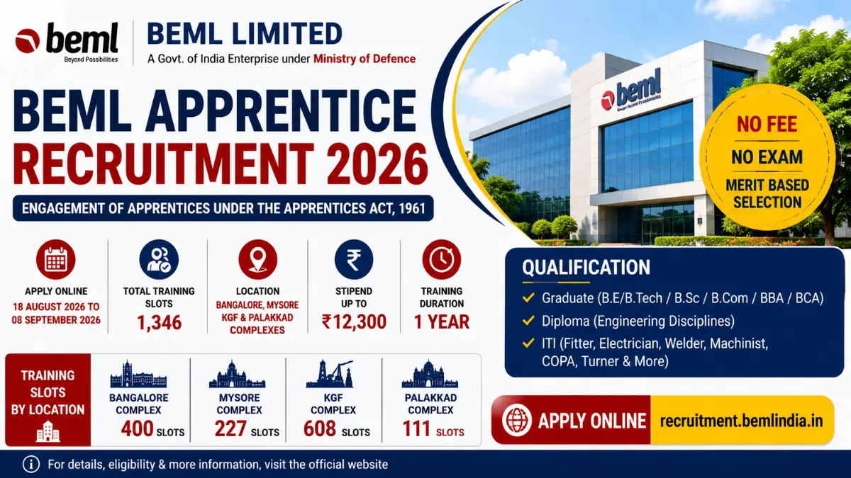 BEML Apprentice Recruitment 2026