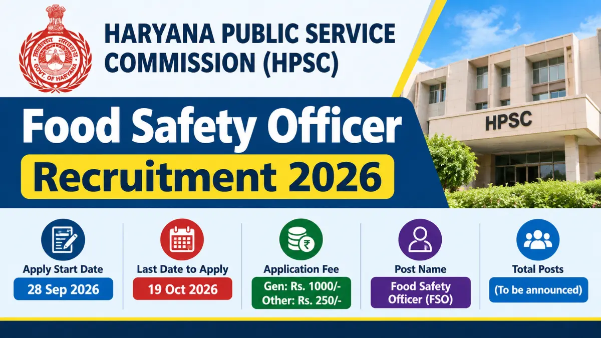 Haryana HPSC Food Safety Officer Recruitment 2026