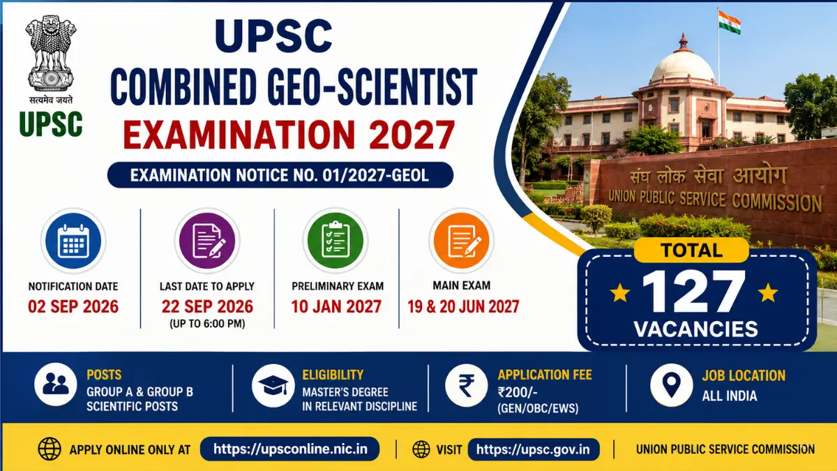 UPSC Combined Geo-Scientist Recruitment 2026