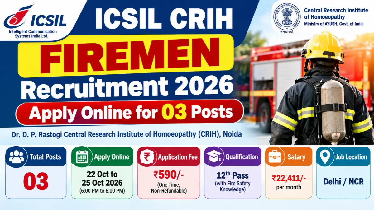ICSIL CRIH Firemen Recruitment 2026